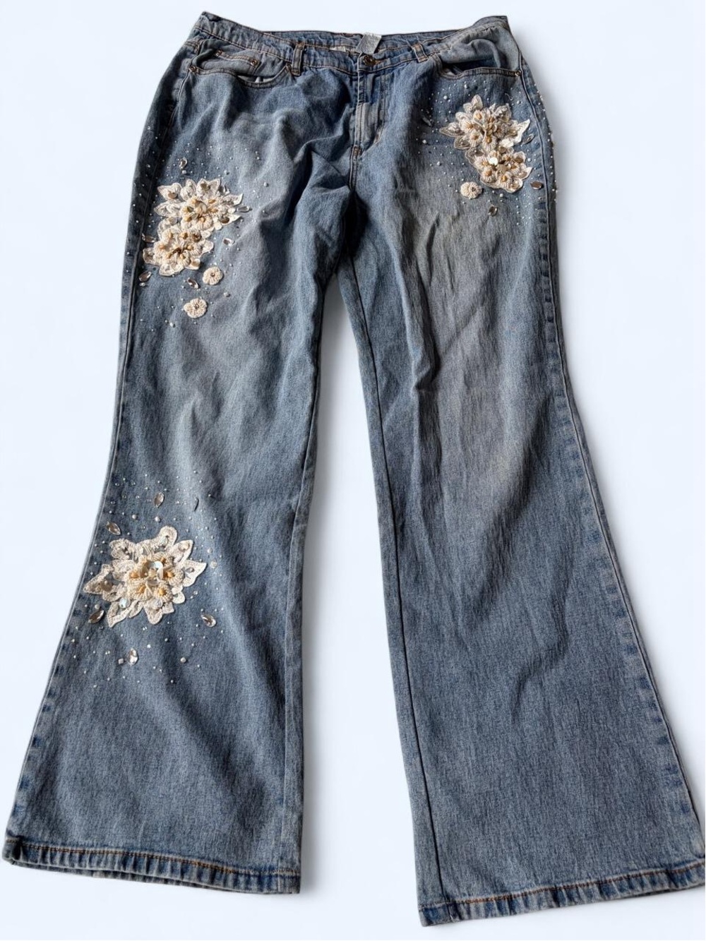 Vintage DG2 Diane Gilman Beaded Embellished Jeans 16